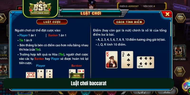 Luật chơi baccarat